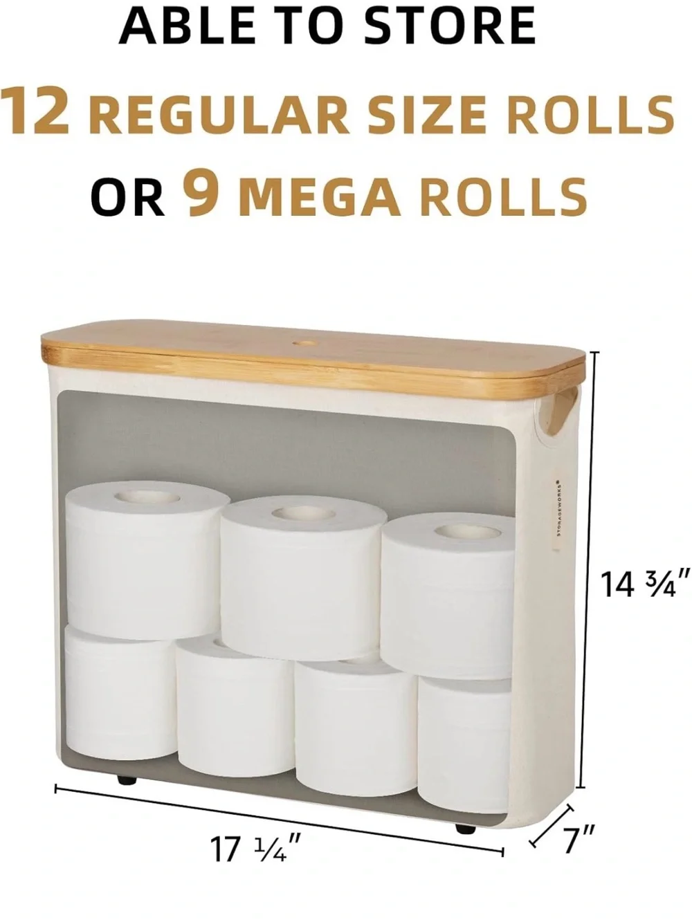 Toilet Paper Storage Basket with Bamboo Lid & Window